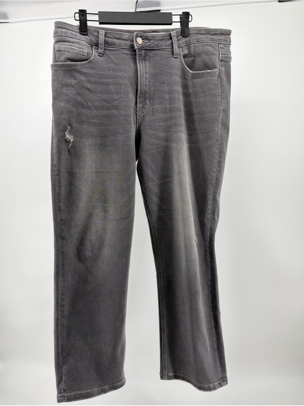 Vervet "Gladness" High Rise Distressed Crop Straight Jeans, Gray, Women 32 D453 - Picture 1 of 10